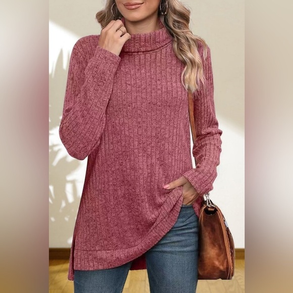 Gentle Slope High Low Thick Turtleneck Sweater - Picture 4 of 5